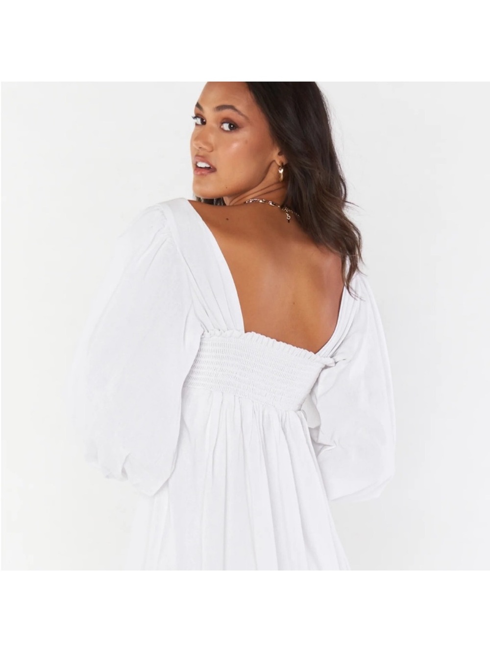Show Me Your MuMu White Backless Puff Sleeve Dress